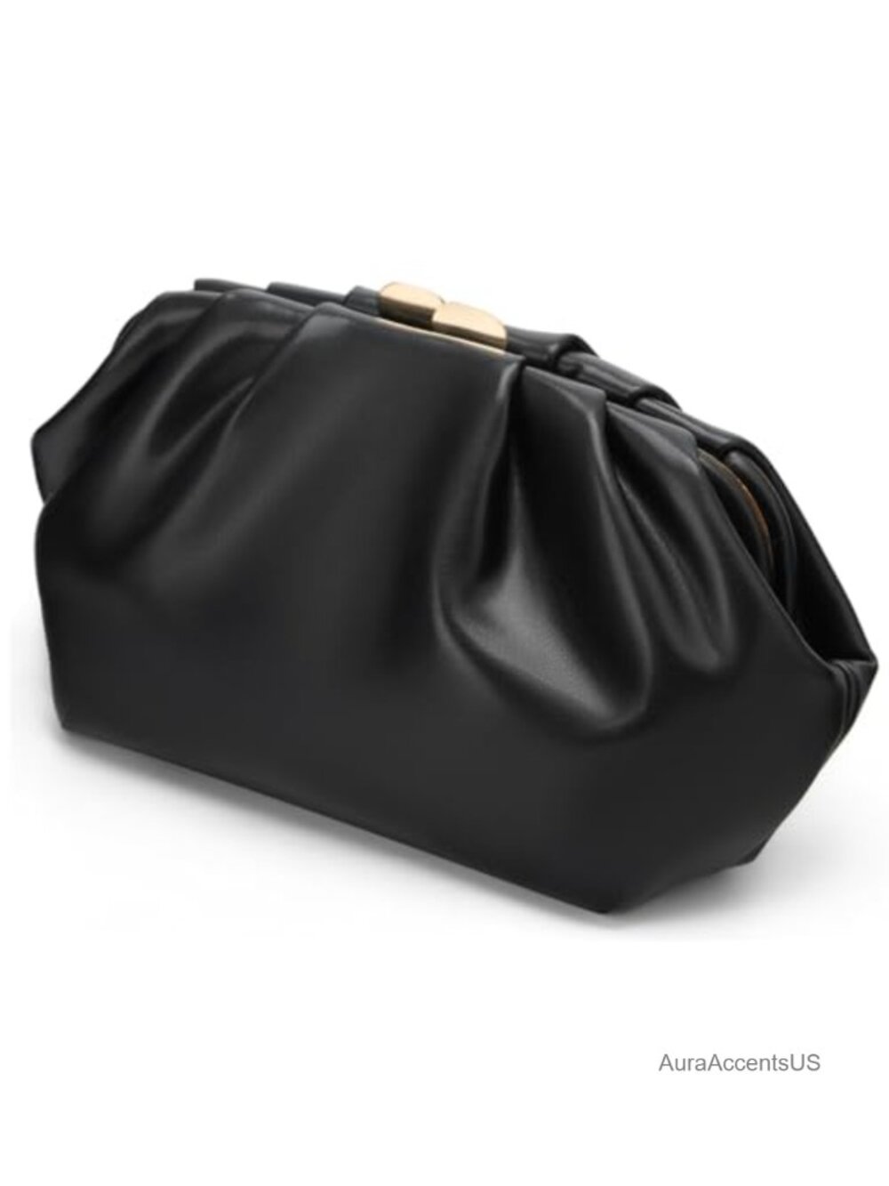 Pleated Vegan Leather Clutch Purse with Detachable Chain for Weddings & Parties